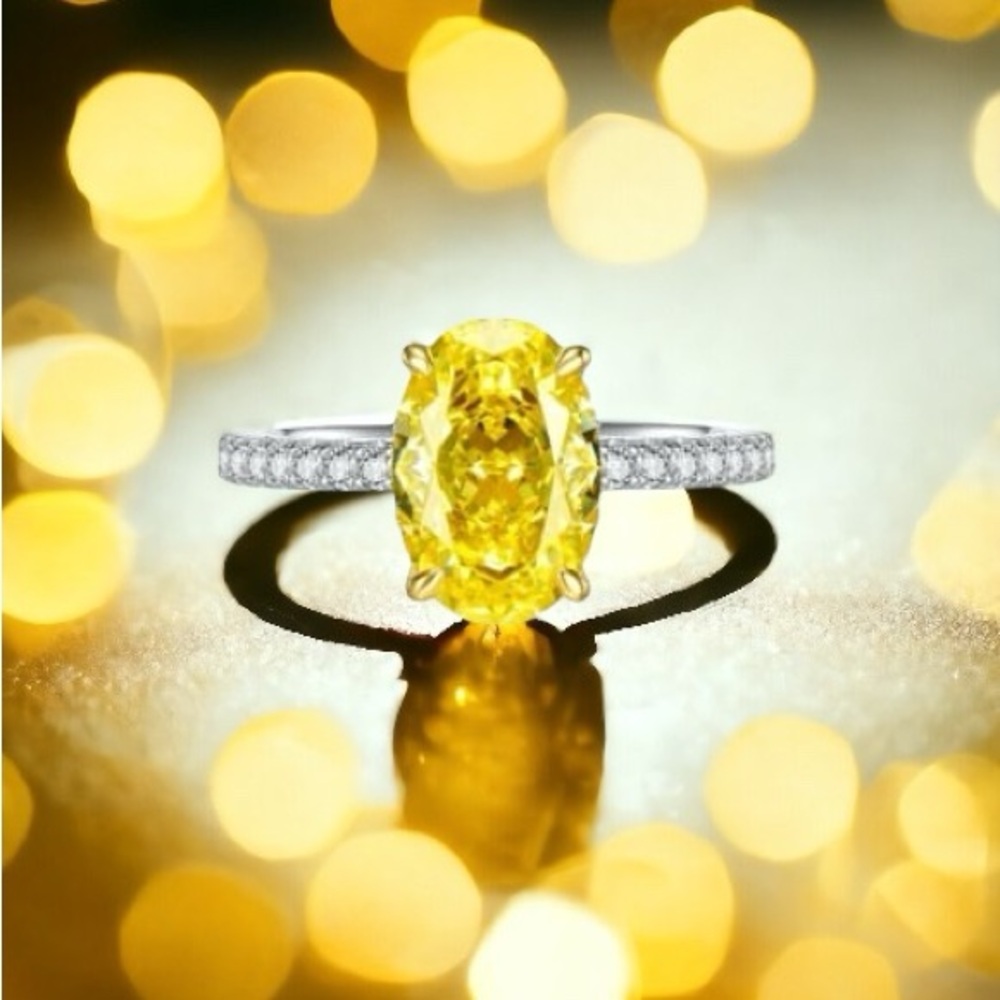 Yellow carbon diamond statement ring